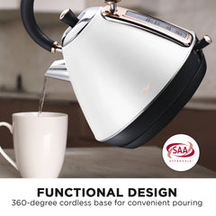 Pronti 1.7l Rose Trim Collection Kettle - White Tristar Online