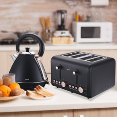 Pronti Rose Trim Collection Toaster & Kettle Bundle - Black Tristar Online