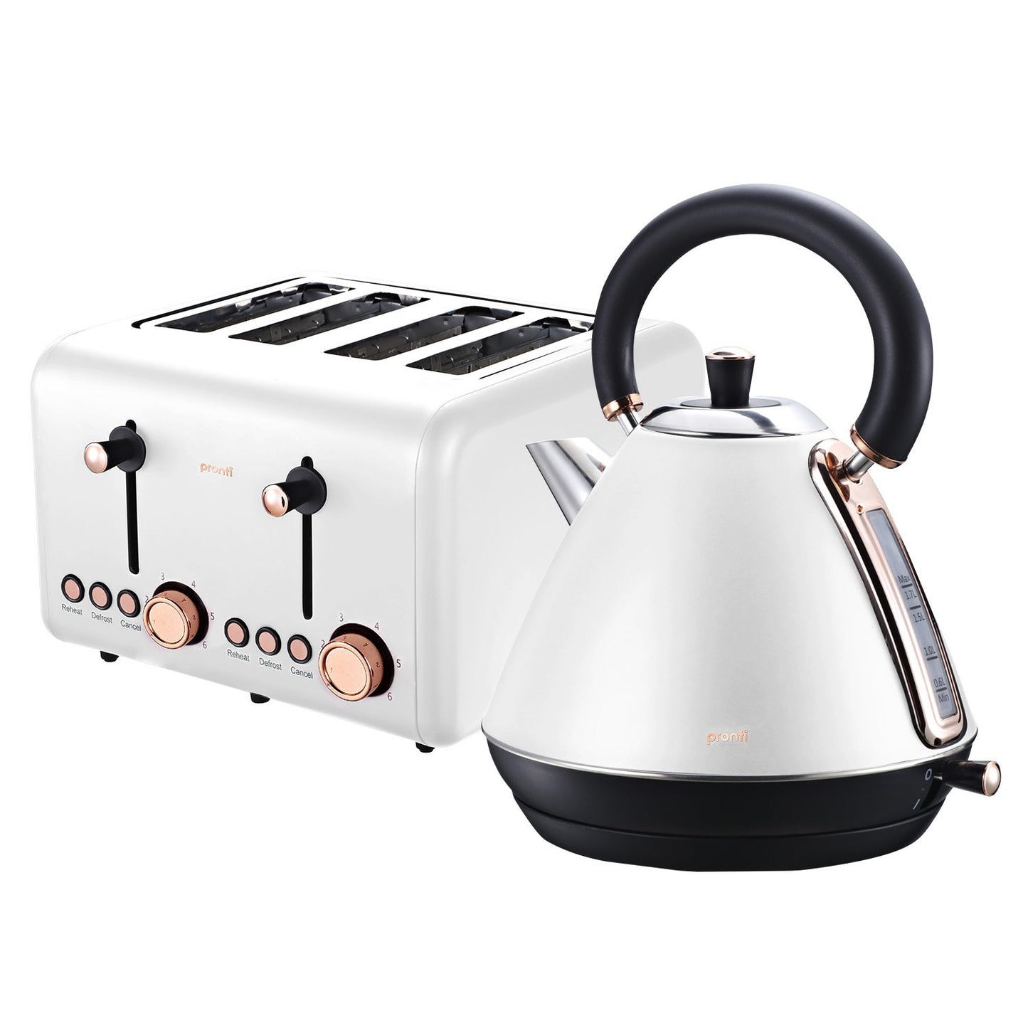 Pronti Rose Trim Collection Toaster & Kettle Bundle - White Tristar Online