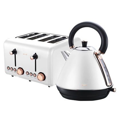 Pronti Rose Trim Collection Toaster & Kettle Bundle - White Tristar Online
