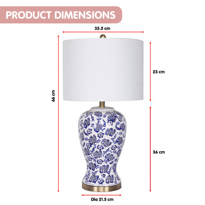 Sarantino Table Lamp Ceramic Floral Base Cotton Drum Shade Tristar Online