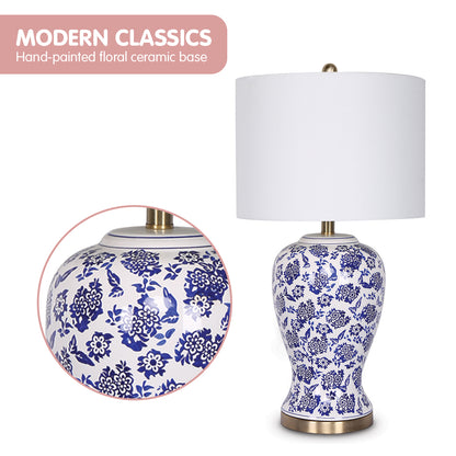 Sarantino Table Lamp Ceramic Floral Base Cotton Drum Shade Tristar Online