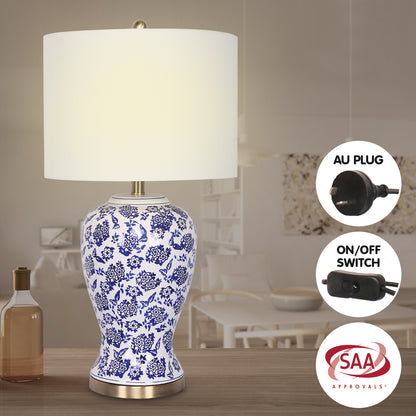 Sarantino Table Lamp Ceramic Floral Base Cotton Drum Shade Tristar Online