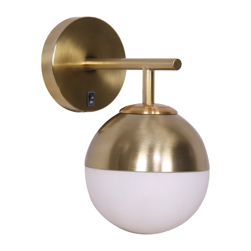 Sarantino Wall Lamp with Gold Metal Base and White Glass Shade Tristar Online