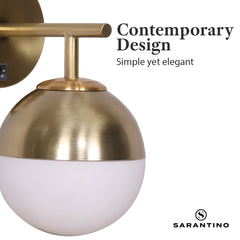 Sarantino Wall Lamp with Gold Metal Base and White Glass Shade Tristar Online