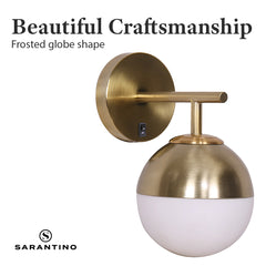 Sarantino Wall Lamp with Gold Metal Base and White Glass Shade Tristar Online