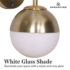 Sarantino Wall Lamp with Gold Metal Base and White Glass Shade Tristar Online