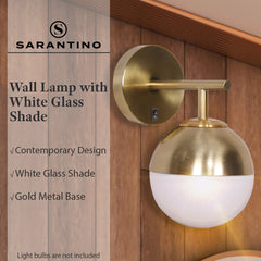 Sarantino Wall Lamp with Gold Metal Base and White Glass Shade Tristar Online