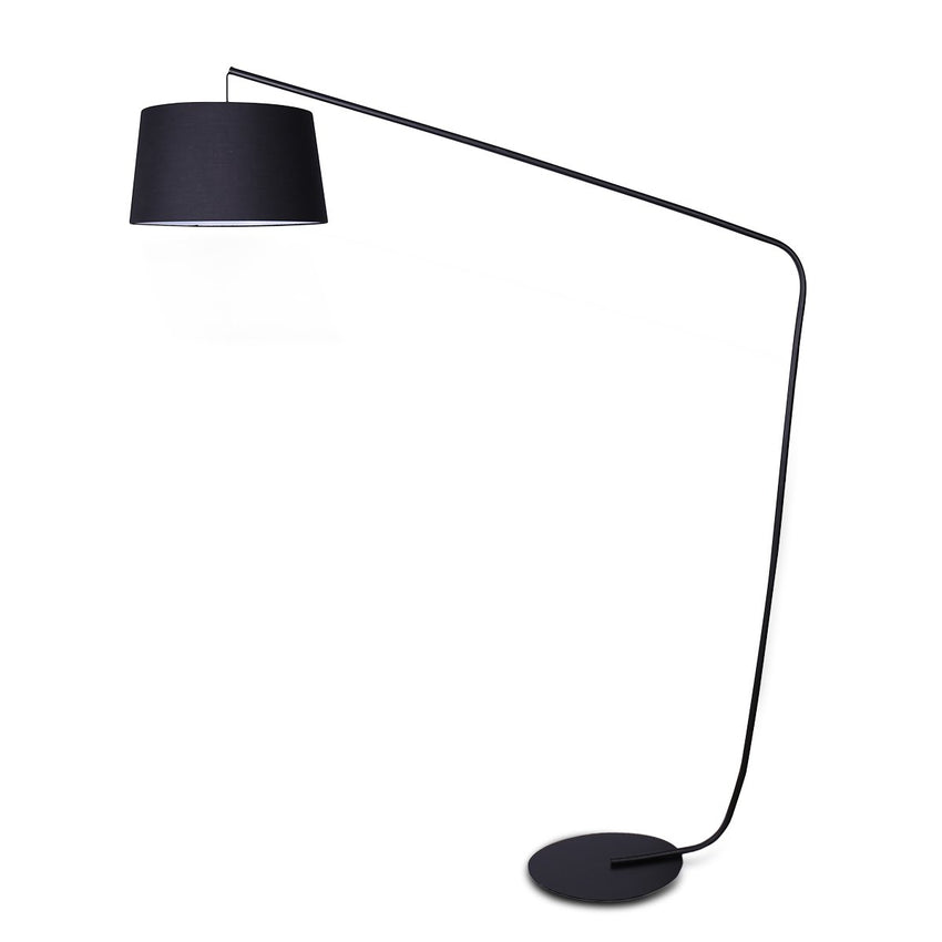 Sarantino Metal Arc Floor Lamp in Black Finish with Linen Taper Shade Tristar Online