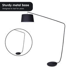 Sarantino Metal Arc Floor Lamp in Black Finish with Linen Taper Shade Tristar Online