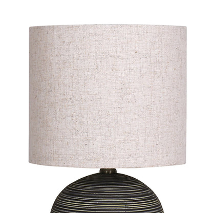 Sarantino Ceramic Table Lamp With Striped Pattern In Antique Black Tristar Online