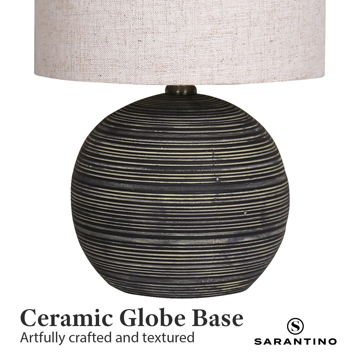 Sarantino Ceramic Table Lamp With Striped Pattern In Antique Black Tristar Online