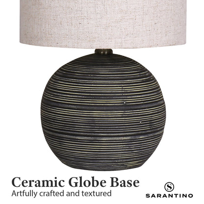 Sarantino Ceramic Table Lamp With Striped Pattern In Antique Black Tristar Online