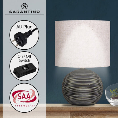 Sarantino Ceramic Table Lamp With Striped Pattern In Antique Black Tristar Online