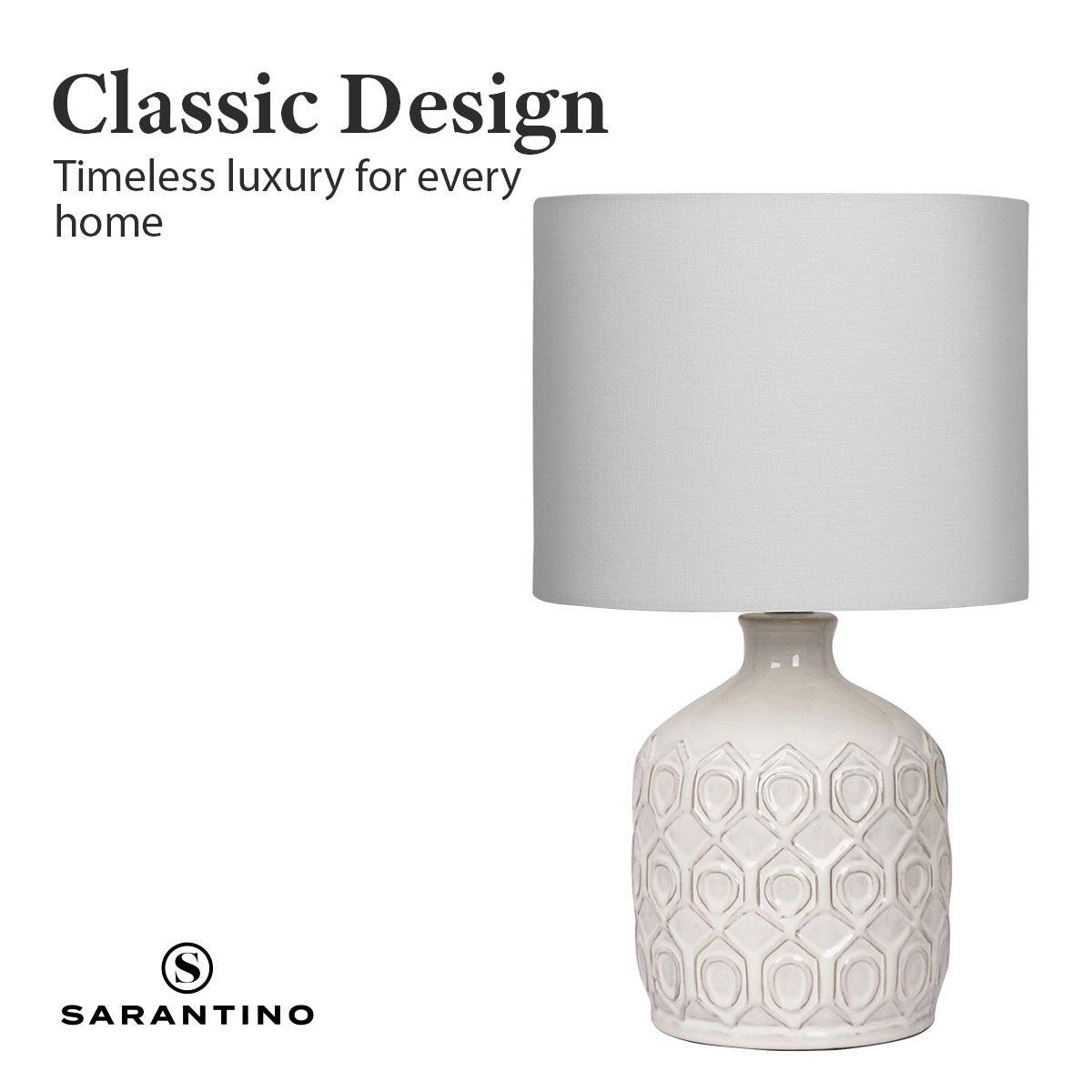 Sarantino Ceramic Table Lamp In Cream Tristar Online