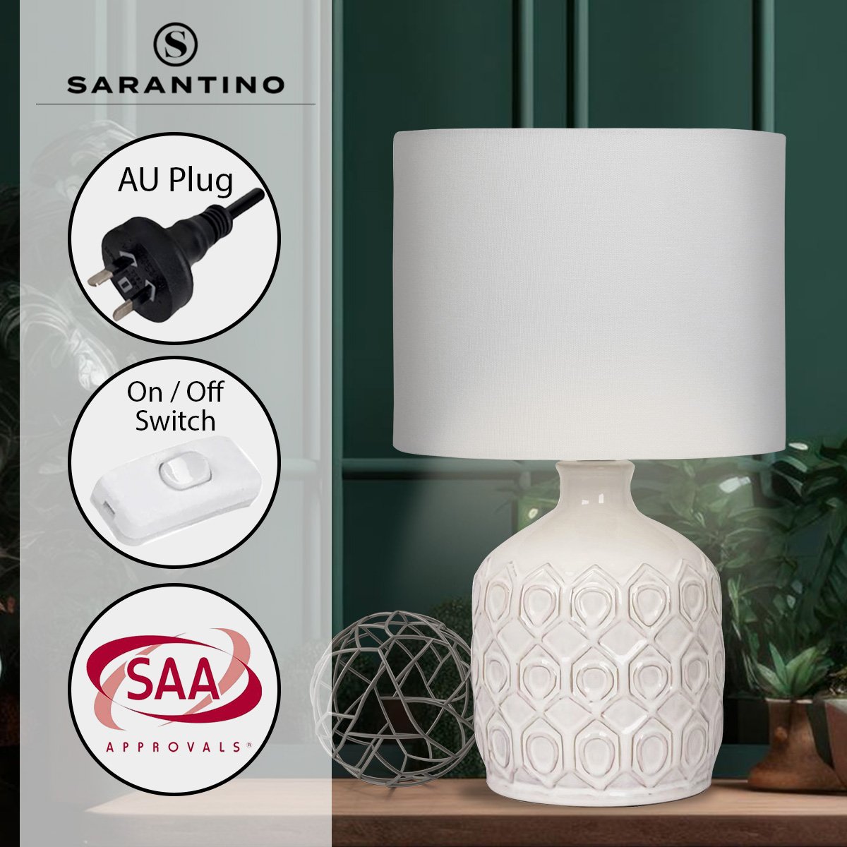 Sarantino Ceramic Table Lamp In Cream Tristar Online