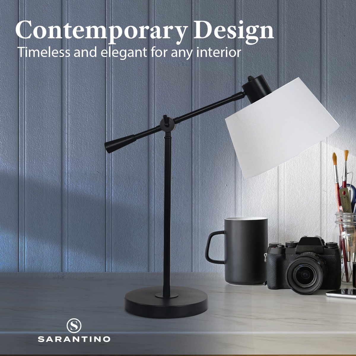 Sarantino Adjustable Metal Table Lamp In Black Tristar Online