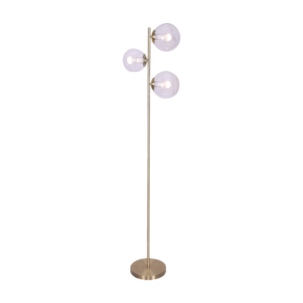 Sarantino 3-Light Gold Metal Floor Lamp with Glass Shades Tristar Online