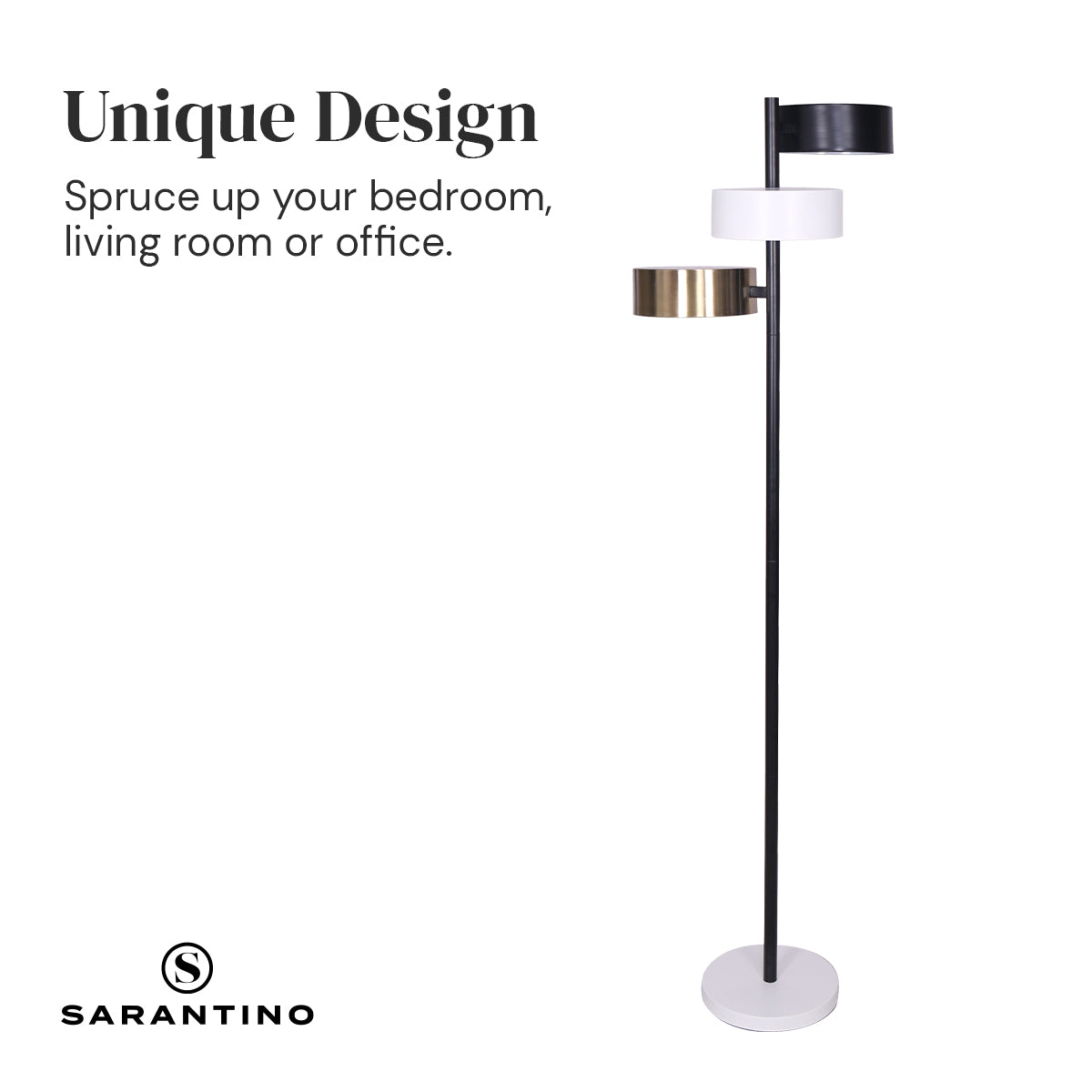 Sarantino Metal Floor Lamp with 3 Swirl Shades Tristar Online