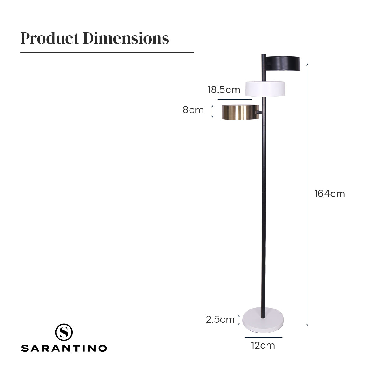 Sarantino Metal Floor Lamp with 3 Swirl Shades Tristar Online