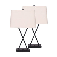 Sarantino Metal Table Lamp Pair Rectangular Shade X Stand Tristar Online