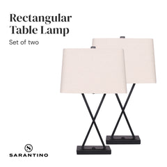 Sarantino Metal Table Lamp Pair Rectangular Shade X Stand Tristar Online