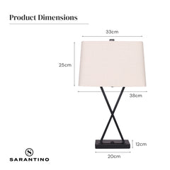 Sarantino Metal Table Lamp Pair Rectangular Shade X Stand Tristar Online