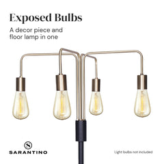 Sarantino Modern Exposed Bulb 4-Arm Industrial Light Floor Lamp Tristar Online