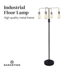 Sarantino Modern Exposed Bulb 4-Arm Industrial Light Floor Lamp Tristar Online