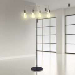 Sarantino Modern Exposed Bulb 4-Arm Industrial Light Floor Lamp Tristar Online