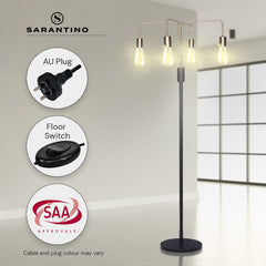 Sarantino Modern Exposed Bulb 4-Arm Industrial Light Floor Lamp Tristar Online