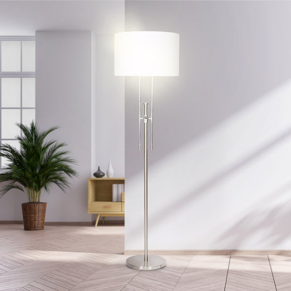 Sarantino Brushed Nickel Height-Adjustable Metal Floor Lamp Tristar Online