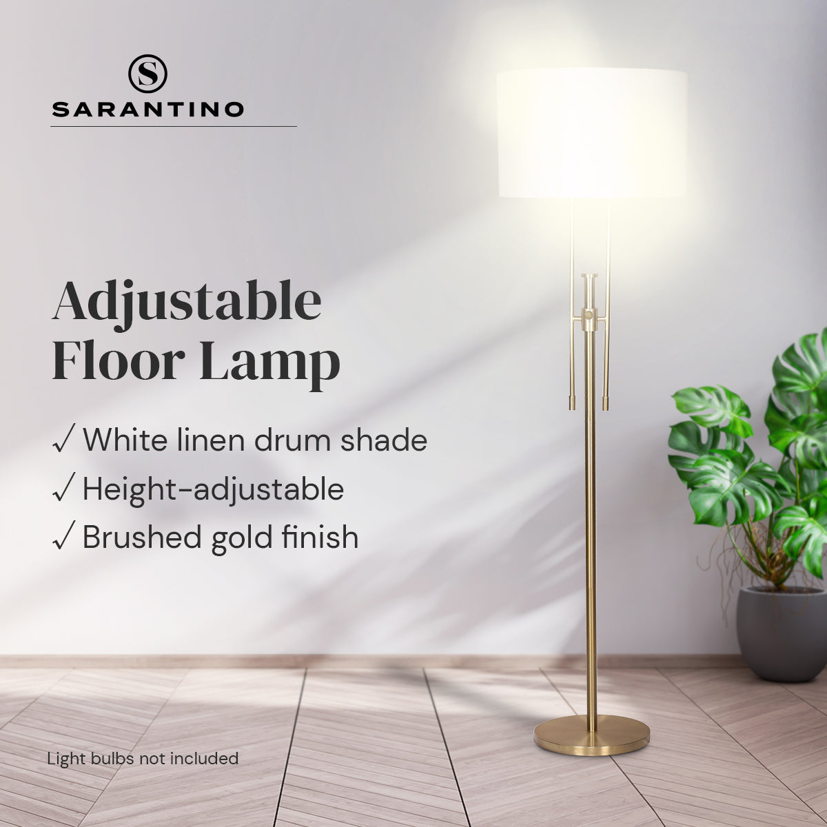 Sarantino Brushed Gold Height-Adjustable Metal Floor Lamp Tristar Online
