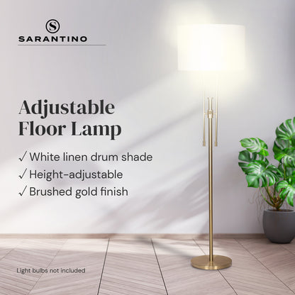 Sarantino Brushed Gold Height-Adjustable Metal Floor Lamp Tristar Online