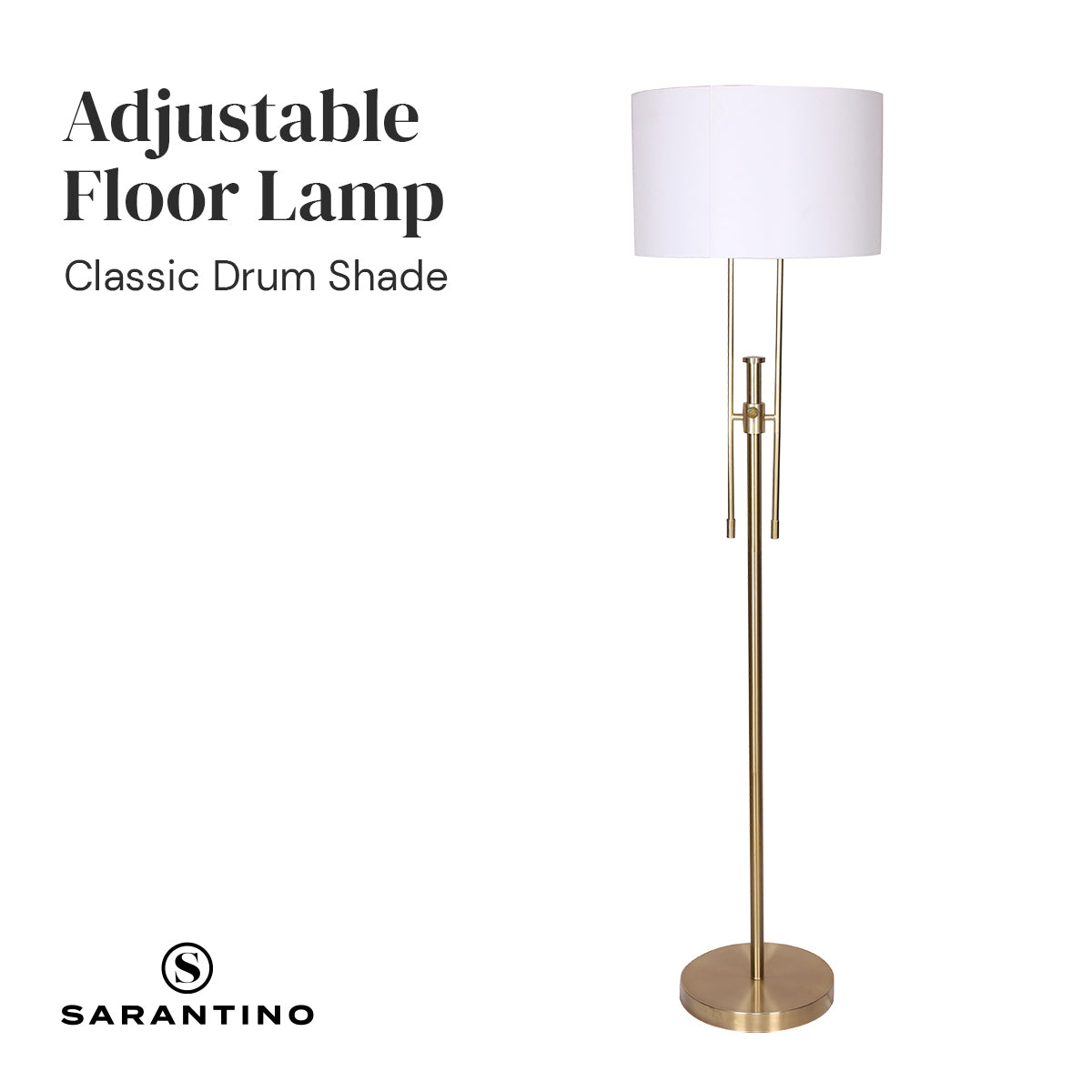 Sarantino Brushed Gold Height-Adjustable Metal Floor Lamp Tristar Online