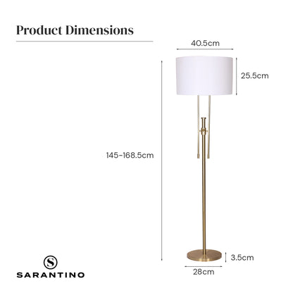 Sarantino Brushed Gold Height-Adjustable Metal Floor Lamp Tristar Online