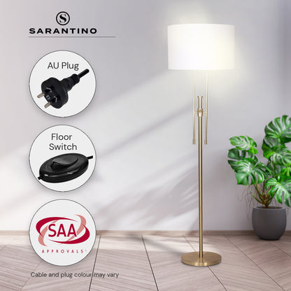 Sarantino Brushed Gold Height-Adjustable Metal Floor Lamp Tristar Online