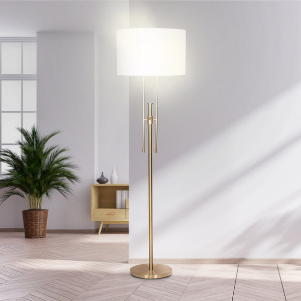 Sarantino Brushed Gold Height-Adjustable Metal Floor Lamp Tristar Online