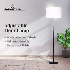 Sarantino Height-Adjustable Metal Floor Lamp Matte Black Tristar Online