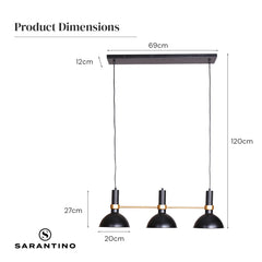 Sarantino 3-Light Hanging Pendant Lamp Tristar Online