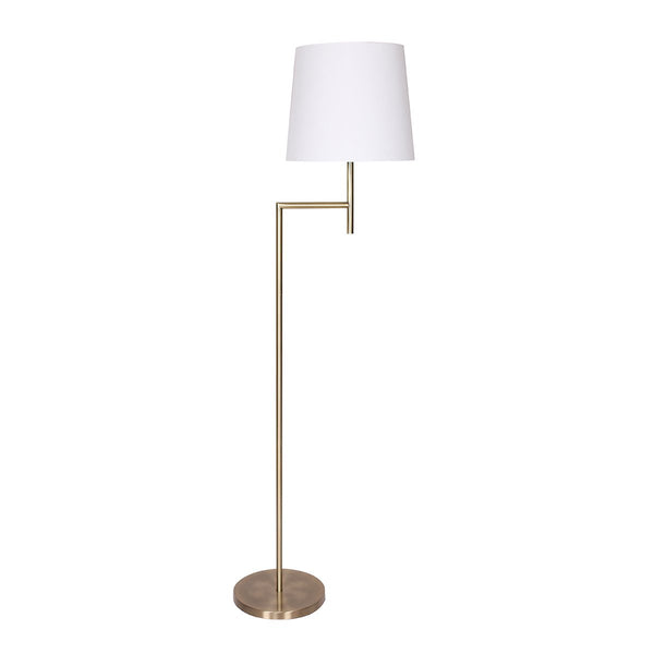 Sarantino Metal Floor Lamp in Antique Brass Finish with Cream Linen Fabric Shade Tristar Online