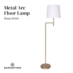 Sarantino Metal Floor Lamp in Antique Brass Finish with Cream Linen Fabric Shade Tristar Online