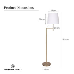 Sarantino Metal Floor Lamp in Antique Brass Finish with Cream Linen Fabric Shade Tristar Online