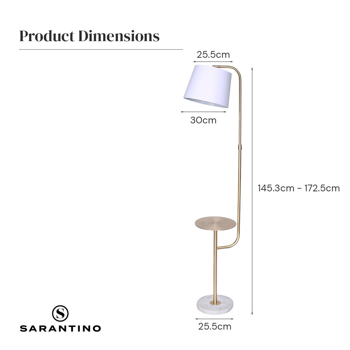 Sarantino Marble & Metal End Table Top Floor Lamp Tristar Online