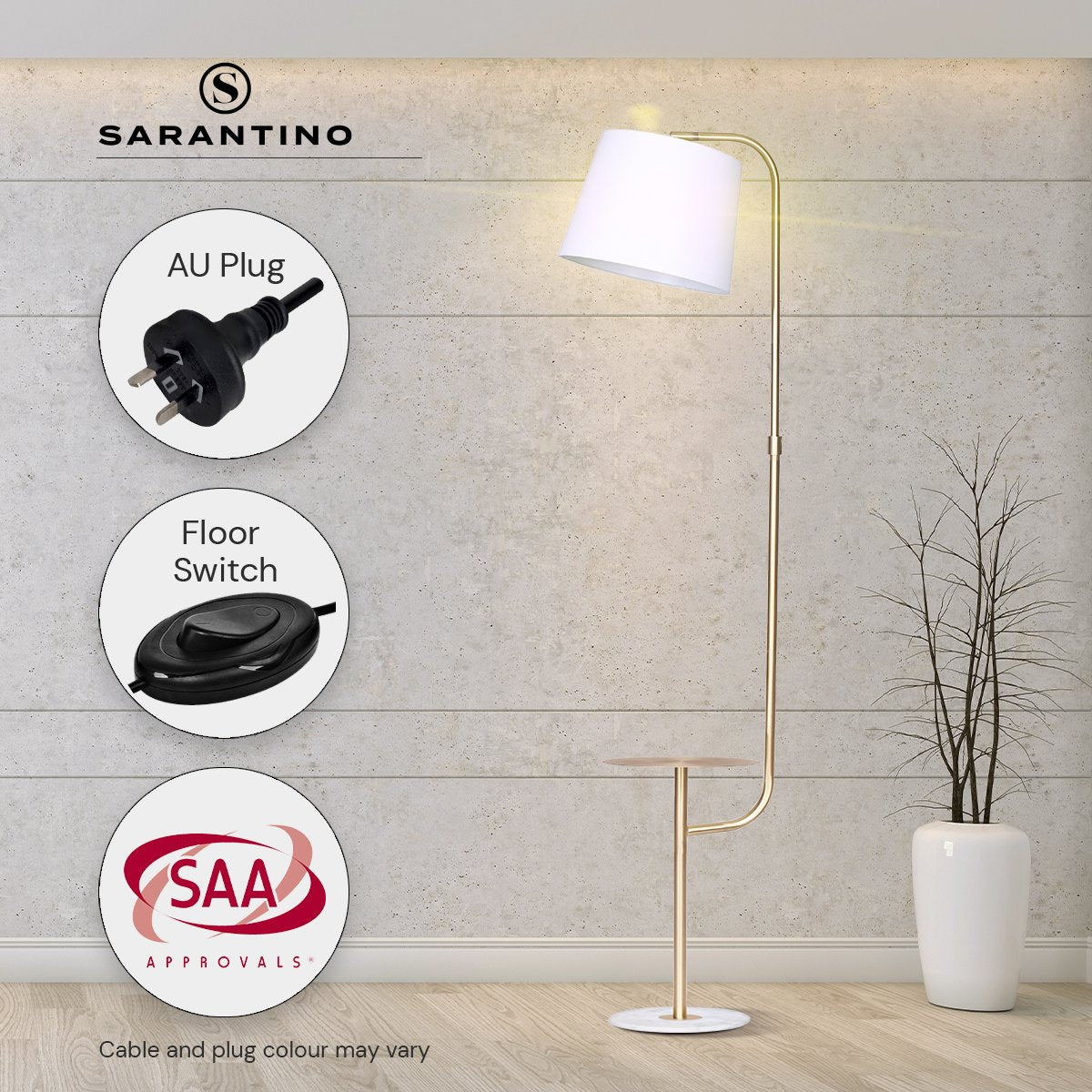 Sarantino Marble & Metal End Table Top Floor Lamp Tristar Online