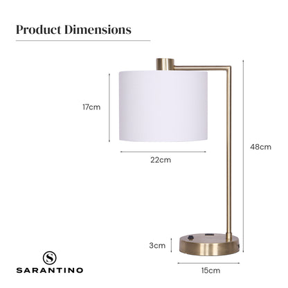 Sarantino Metal Task Lamp with USB Charging Port Antique Brass Finish Tristar Online