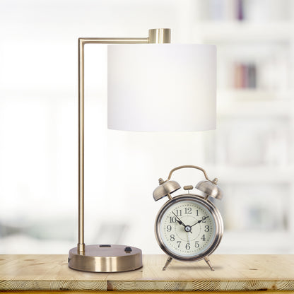 Sarantino Metal Task Lamp with USB Charging Port Antique Brass Finish Tristar Online