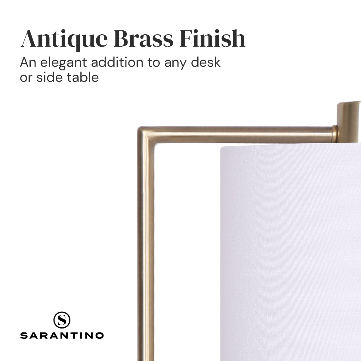 Sarantino Metal Task Lamp with USB Charging Port Antique Brass Finish Tristar Online