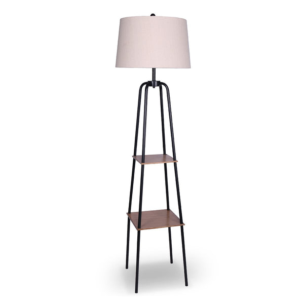 Sarantino Metal Etagere Floor Lamp Shade Metal Shelf in Wood Finish Tristar Online