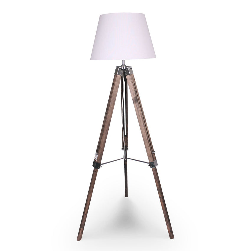 Sarantino Solid Wood Tripod Floor Lamp Adjustable Height White Shade Tristar Online